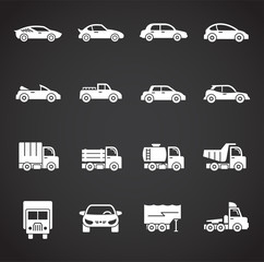 Car icons set on background for graphic and web design. Creative illustration concept symbol for web or mobile app