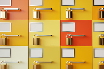 Fototapeta premium Padlocks on drawers. Data protection concept - 3D Rendering