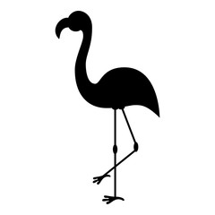 Vintage abstract image with silhouette of pink flamingo on white background. Beauty, style, fashion design. Graphic vector. Modern vector illustration. Silhouette symbol of pink flamingo.