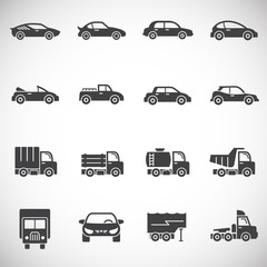 Car icons set on background for graphic and web design. Creative illustration concept symbol for web or mobile app