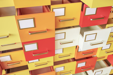 Data collection in colorful drawers - 3D Rendering