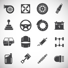 Car parts icons set on background for graphic and web design. Creative illustration concept symbol for web or mobile app