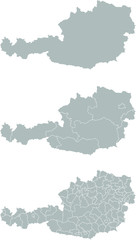 Vector map of Austria administrative regions and areas