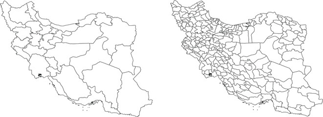 Vector map of Iran regions and administrative areas