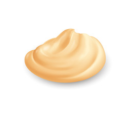 Yellow Whipped Cream Isolated on White Background. Facial Creme, Gel or Body Lotion Skincare Icon. Skin Tone CC Cream Tear Shape