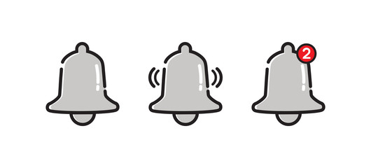 Notification bell icon. Incoming inbox message. Alarm icon. Vector illustration