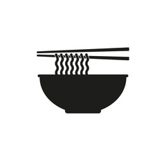 Icon of noodles and cups with sticks. Simple vector illustration