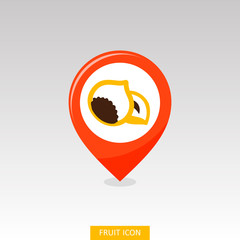 Hazelnut, Nut pin map icon. Fruit Nut sign