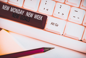Conceptual hand writing showing New Monday New Week New Goals. Concept meaning Be positive every...