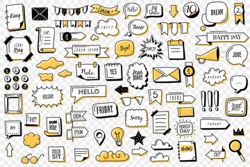 Bullet journal doodle banners set