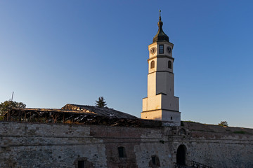 Fototapeta na wymiar Clock Tower at Belgrade Fortres, Serbia