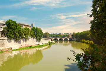 Fototapeta premium Glimpse of the river in Rome