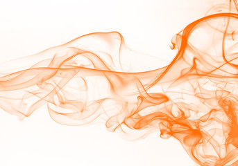 Orange smoke abstract on white background for design