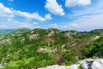 sea view from a mountain in Montenegro. panorama of the historical city and the Bay