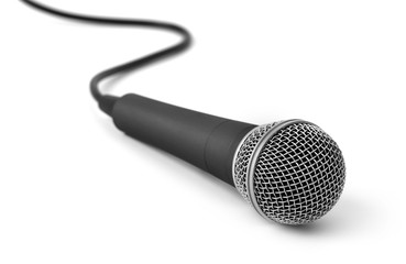 Microphone with cable isolated on white background