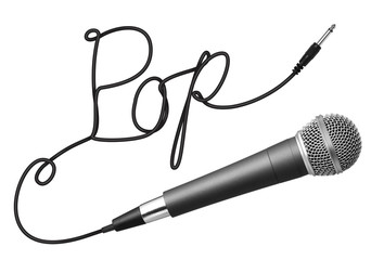 Pop word made from cable and microphone
