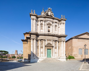 Obraz premium The church of Santi Luca e Martina with the remains of the Roman Forum. Rome, Italy.