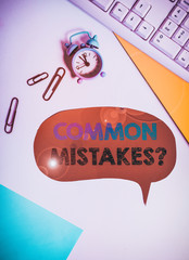 Text sign showing Common Mistakes question. Business photo text repeat act or judgement misguided...