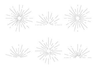 Sunburst set. Starburst collection. Explosion light icon. Isolated on white background. Vector illustration.