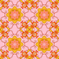    Seamless combination of mandala and paisley with oriental ornament