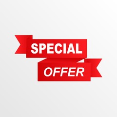 Red banner special offer Isolated on white background.vector illustration
