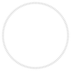 Round frame of black-and white cute vertical branches. Isolated nature frame on white background for your design.