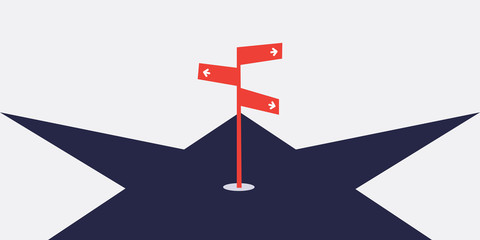 Choose the Best Direction - Business Decision Design Concept with Crossroads and Road Sign - Eps10 Vector Illustration