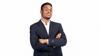 Portrait of successful black man looking at camera