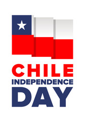 Chile Independence Day. Happy national holiday Fiestas Patrias. Freedom day. Celebrate annual in September 18. Chile flag. Patriotic chilean design. Poster, card, banner, template, background. Vector