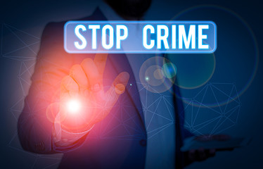 Word writing text Stop Crime. Business photo showcasing the effort or attempt to reduce and deter...