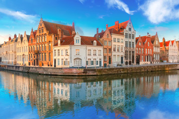 Flowers along a canal in the old town of Ghent, Belgium