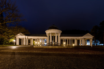 Colonnade of the cold mineral water springs - center of the famous small west Bohemian spa town...