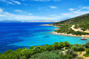 Turquoise water near beach on Turkish resort, Bodrum