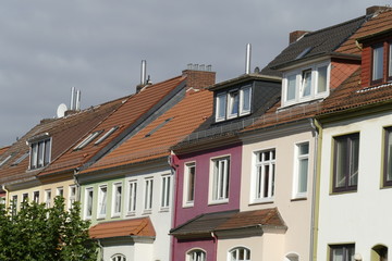 Fototapeta na wymiar Häuserzeile, Reihenhäuser, Wohngebäude, Bremen, Deutschland, Europa