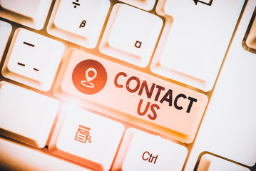 Text sign showing Contact Us. Business photo text Term used to describe reaching out with the...