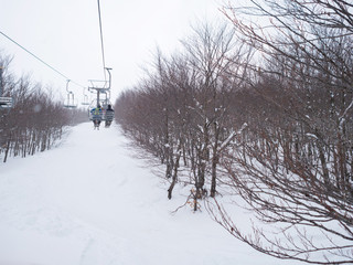 Ski lift on ski resort in Greece