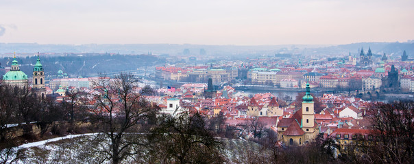 panorama of city in winter