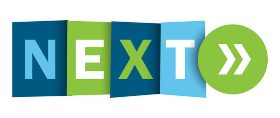 NEXT colorful vector typographic web button with arrows