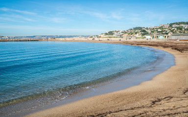 Scenic view of Prado beach on beautiful sunny day Marseille France