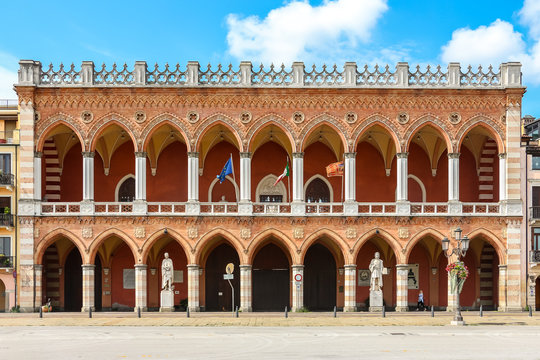 Padova, Italy. Beautiful architecture of Lodge Amulea (Loggia Amulea) in sunny day.