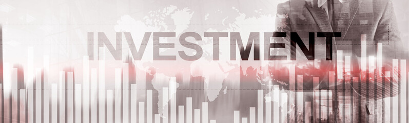 Investment concept. Elongated horizontal background. Website Header Banner.