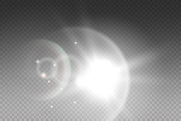 Sunlight, special lens flare, light effect. Sun flash with rays and spotlight. illustration