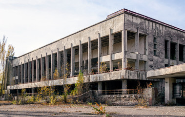 old abandoned hotel in the empty city of Chernobyl without people