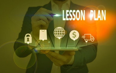 Writing note showing Lesson Plan. Business concept for a teacher s is detailed description of the...