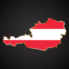 Fototapeta premium map of Austria with flag background and golden outline 