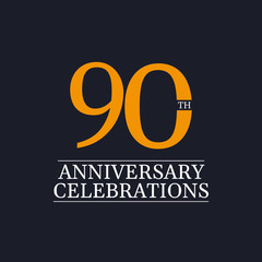 90 Years Anniversary Celebrations Vector Template Design Illustration