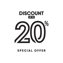 Discount Label up to 20% Special Offer Vector Template Design Illustration