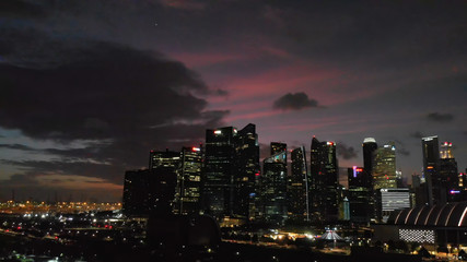 Fototapeta premium Singapore aerial skyline at night