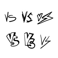 hand lettering VS. Versus letter logo. Battle vs match, game doodle