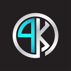PK Initial logo linked circle monogram
